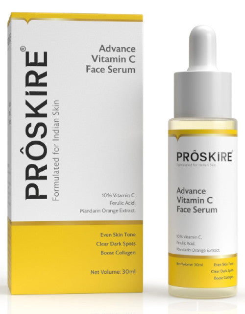 Proskire 10% Advance Vitamin C Serum With Ferulic Acid, For Dark Spots Pigmentation & Glowing Face - 30 ml (Pack of 2)